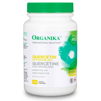 Organika Quercetin supplement bottle on a white background
