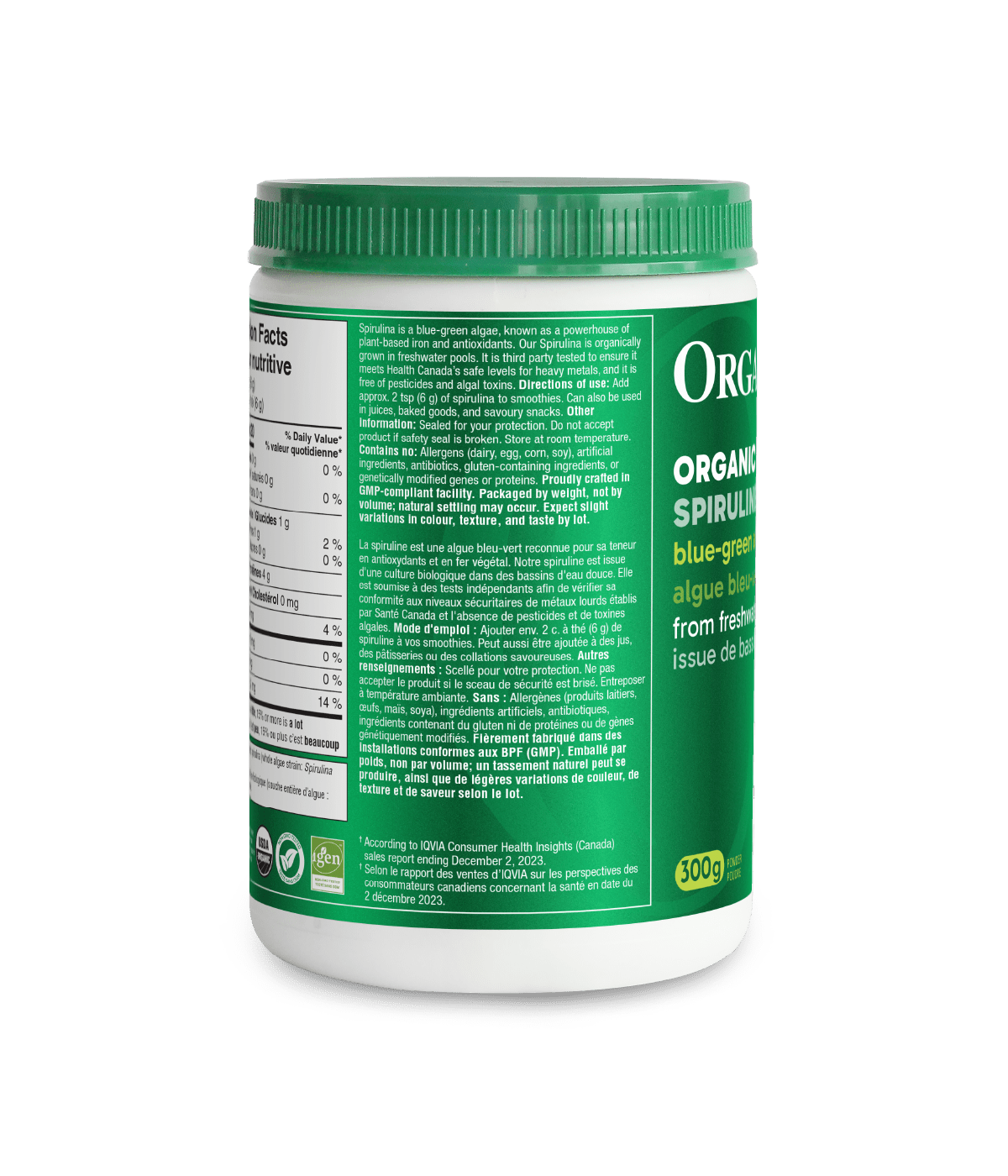 Organika 天然有机螺旋藻粉, 300克