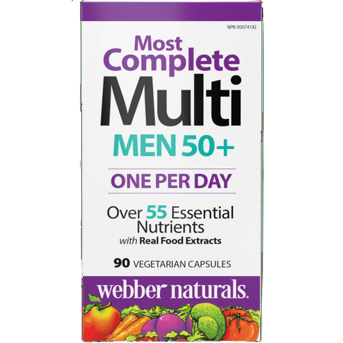 Webber Naturals  Men's 50+ Most Complete Multi 90 Vegetarian Capsules Canadian label