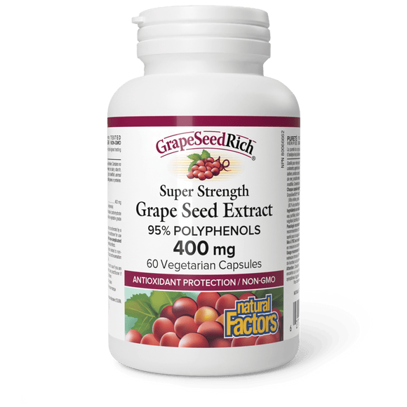 Natural Factors GrapeSeedRich Super Strength Grape Seed Extract 400 mg, 60 Vcapsules