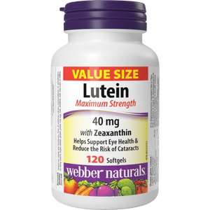 Webber Naturals Lutein 40 mg with 7 mg Zeaxanthin Maximum Strength, 120 softgels