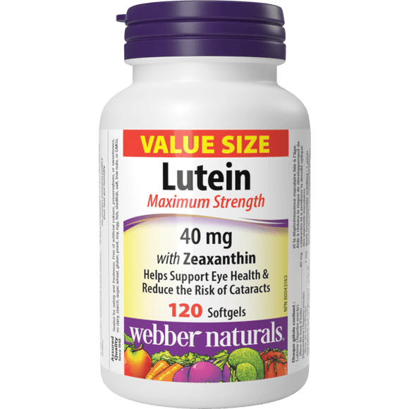 Webber Naturals Lutein 40 mg with 7 mg Zeaxanthin Maximum Strength, 120 softgels