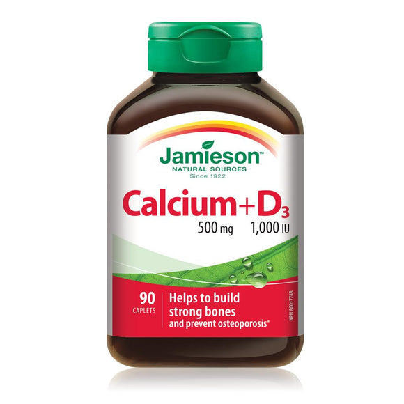 【clearance】 Jamieson Calcium & Vitamin D3, 500mg/1000IU, 90 caplets EXP: 06/2025