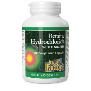 Natural Factors Betaine Hydrochloride with Fenugreek, 90 Vegetarian Capsules