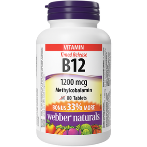 Webber Naturals 維生素 B12 甲鈷胺 1200 mcg 定時釋放，80 片