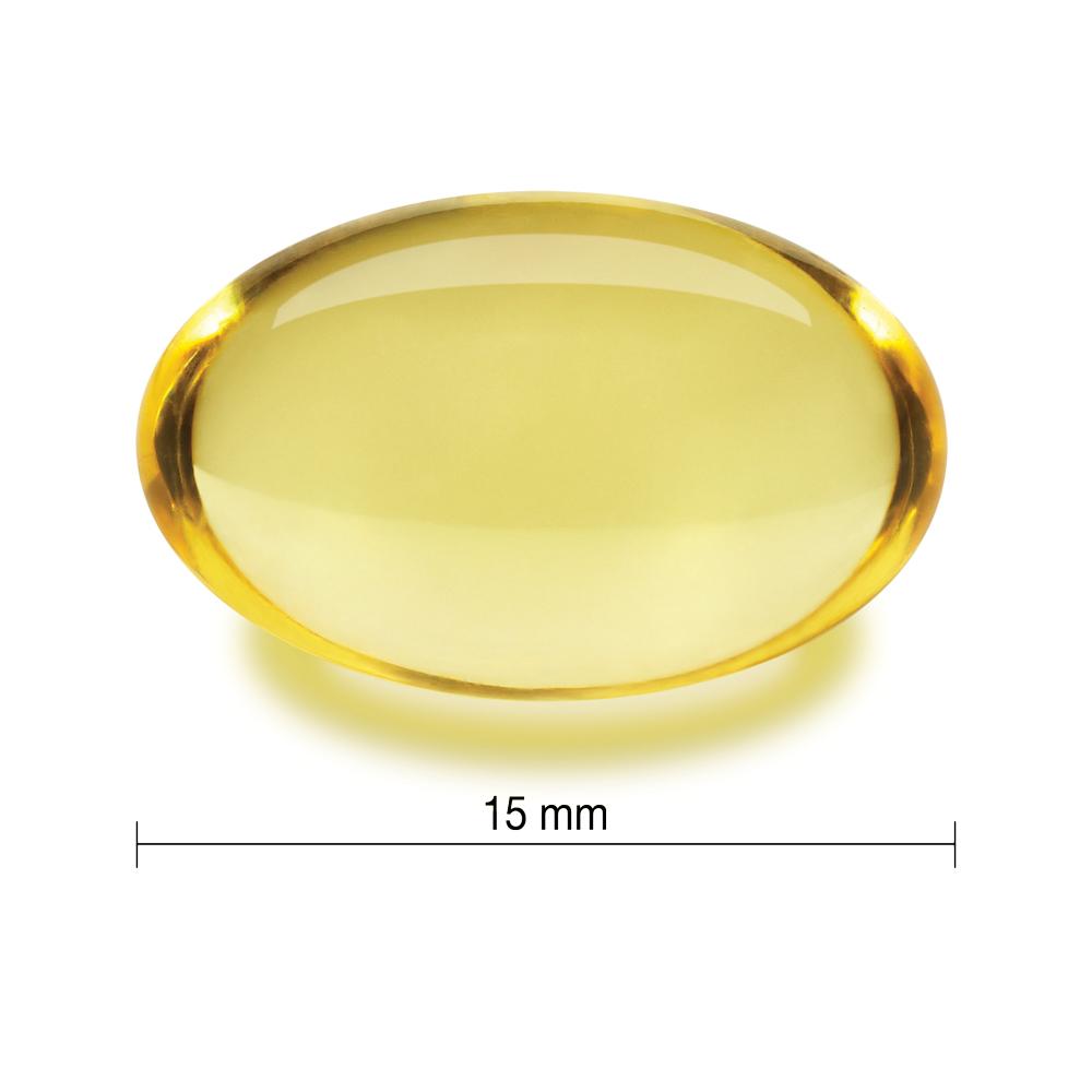 Jamieson Omega-3 Select Mini 200 softgels  健美生 photo of softgel size 15 mm in length