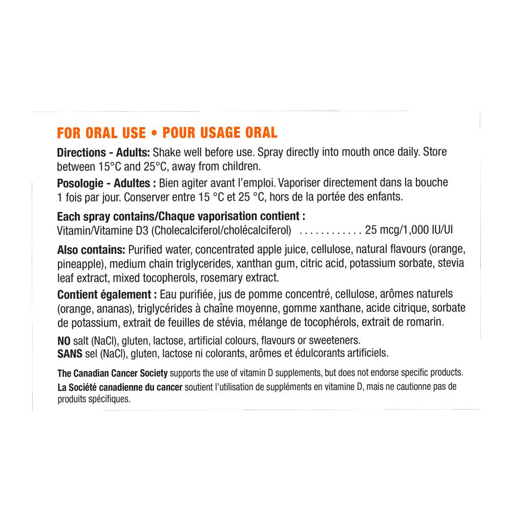 健美生 Jamieson Vitamin D 1,000IU Spray Natural Orange, 58ml  product information