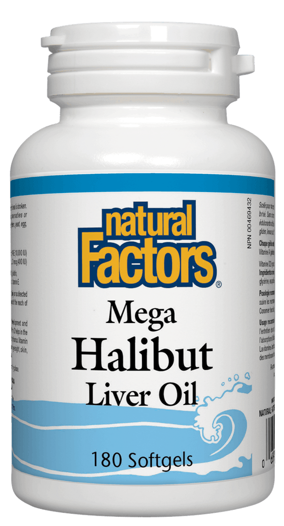 Natural Factors Mega Halibut Liver Oil, 180 softgels