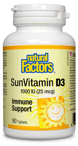 Natural Factors SunVitamin D3 Tablets 1000 IU, 90 tablets