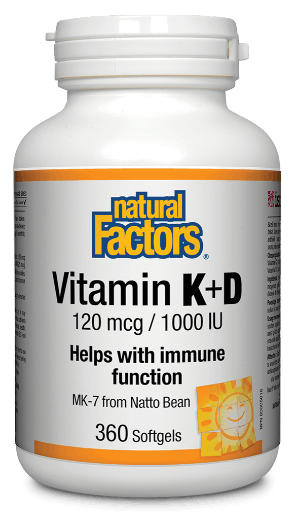 Natural Factors Vitamin K + D 120 mcg/1000iu 360 softgels