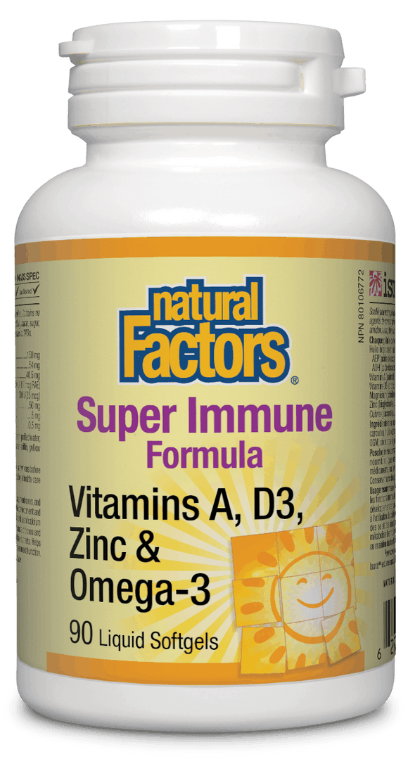 Natural Factors Vitamin A, D3, Zinc & Omega 3 , 90 Liquid Softgels