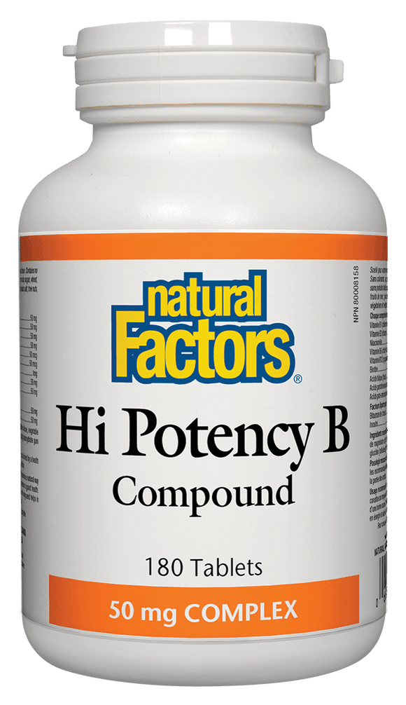 Natural Factors Hi Potency B Complex, 50 mg, 180 tabs