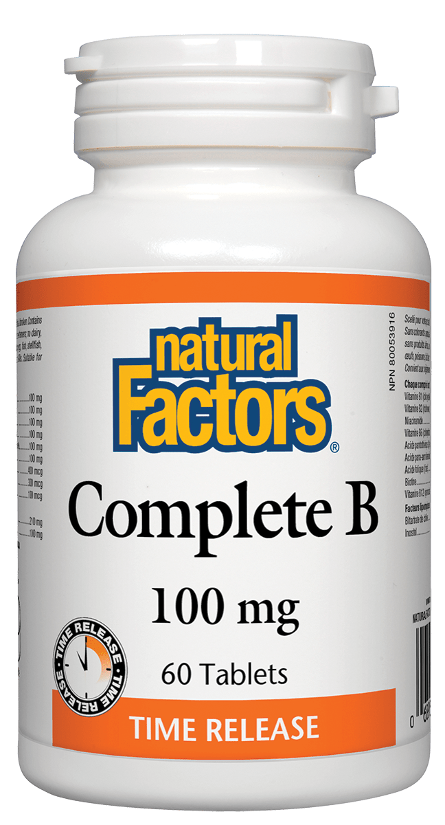 然自自然   Natural Factors Complete Vitamin B Time Release 100 mg 60 tablets