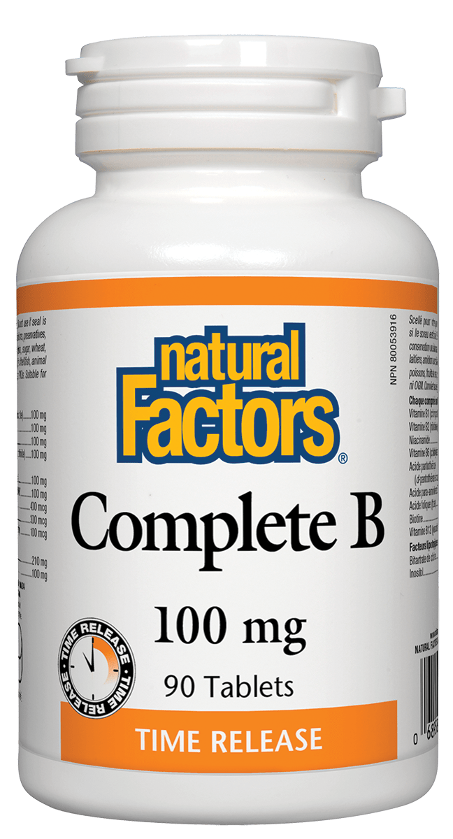 然自自然  Natural Factors Complete Vitamin B Time Release 100 mg 90 tablets