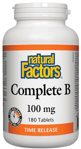 Natural Factors Complete Vitamin B, Time Release, 100 mg, 180 Tablets