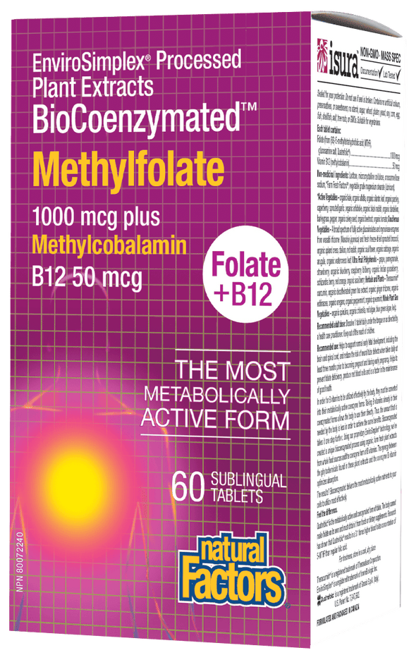Natural Factors BioCoenzymated Methylfolate 1000mcg  plus B12 60 tablets