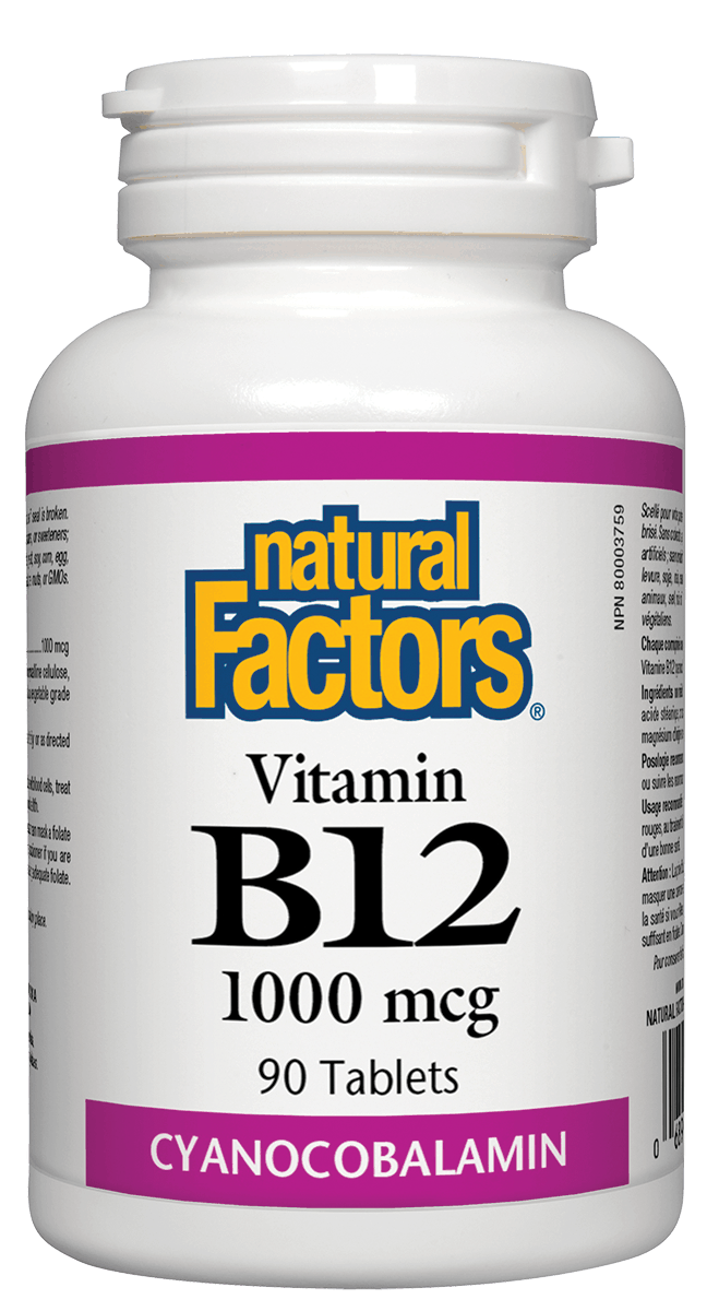 維生素B12（氰鈷胺素）Vitamin B12, 1000 mcg, 90錠劑