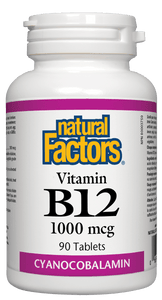 Natural Factors Vitamin B-12 Cyanocobalamin 1000mcg, 90 tabs