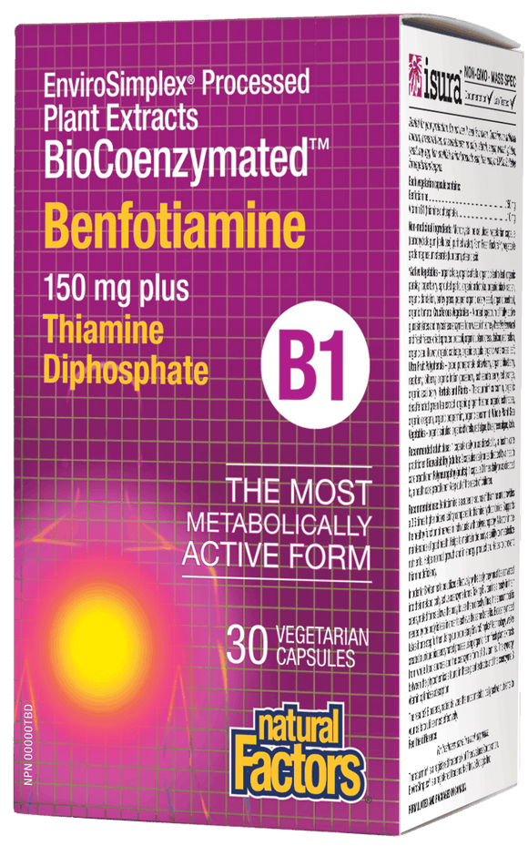 Natural Factors Benfotiamine 150 mg plus Thiamine 30 veg cap