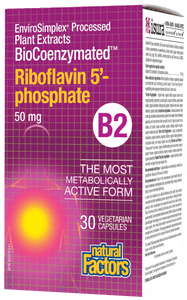 Natural Factors BioCoenzymated Riboflavin 5’-Phosphate • B230 Veg capsules