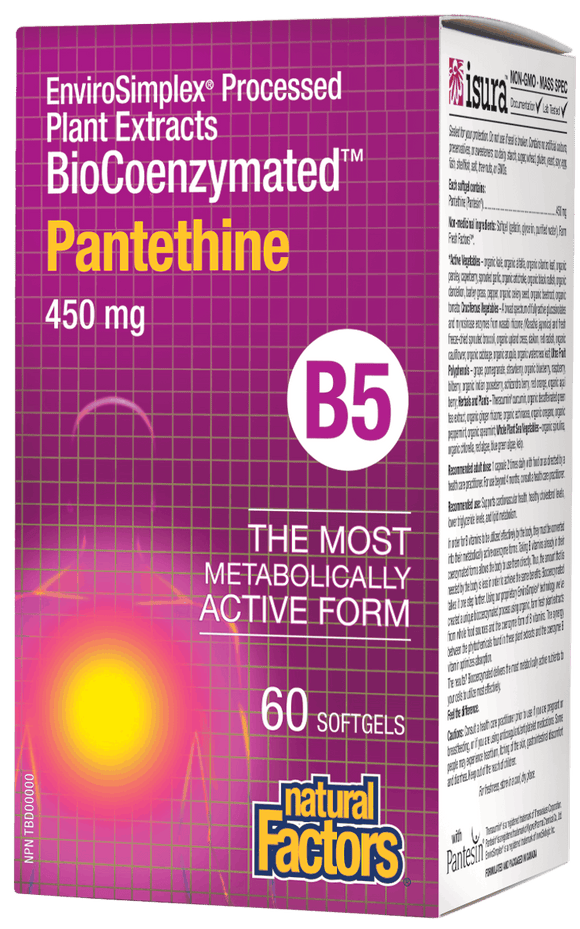 Natural Factors BioCoenzymated Pantethine B5 450 mg, 60 Softgels