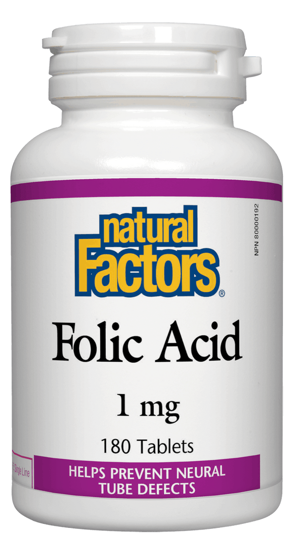 Natural Factors Folic Acid 1 mg, 180 tabs