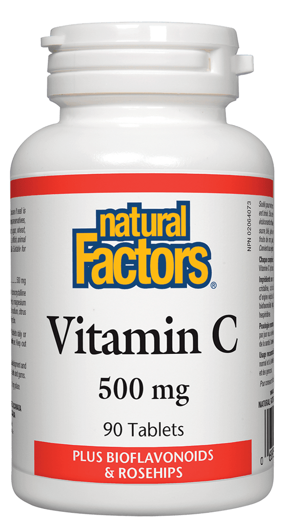 Natural Factors 维生素C 500 mg +生物类黄酮和玫瑰果，90片
