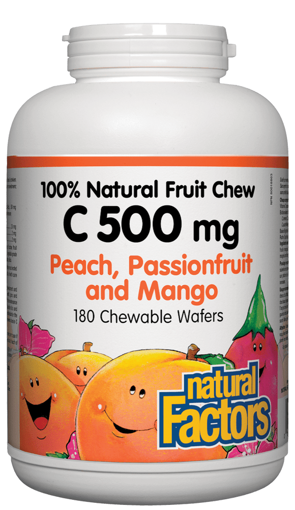 Natural Factors 维他命C 500毫克，桃子味，180粒咀嚼片