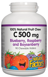 Natural Factors Chewable Vitamin C, Blueberry, Raspberry Boysenberry, 500 mg, 90 wafers