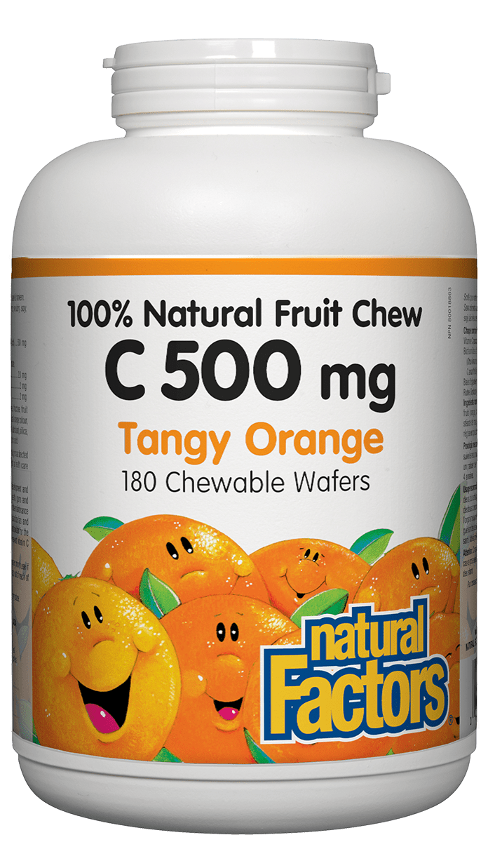 Natural Factors Vitamin C 500 mg Tangy Orange 180 Chewable Wafers