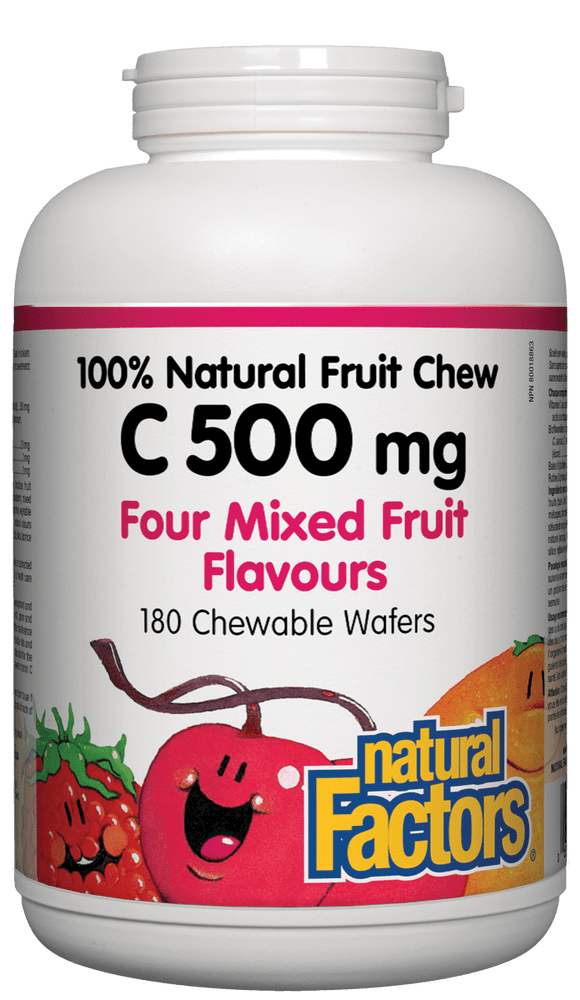 Natural Factors Vitamin C, Natural Fruit Chews, Mixed Fruit, 500 mg, 180 tabs