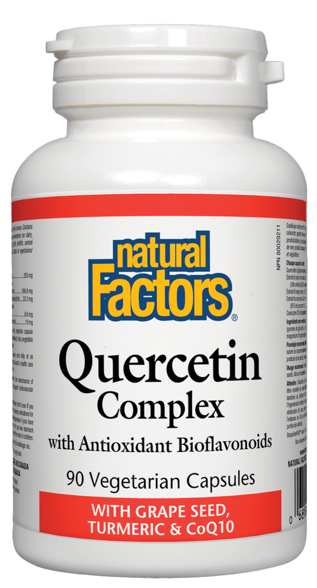 Natural Factors Quercetin Complex with Grapeseed, Turmeric & CoQ10 , 90 vegetarian caps