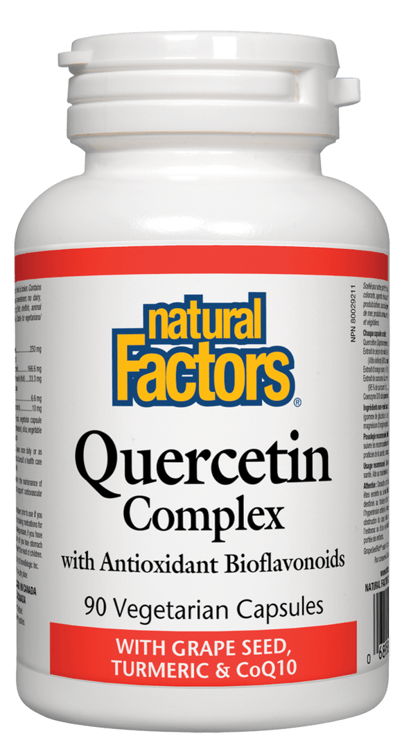 Natural Factors Quercetin Complex with Grapeseed, Turmeric & CoQ10 , 90 vegetarian caps