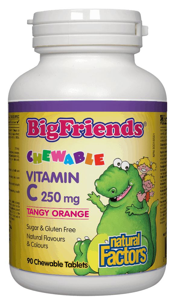 Natural Factors Tangy Orange Big Friends® Jr. Chewable C, 250 mg,  90 Chewable Tablets