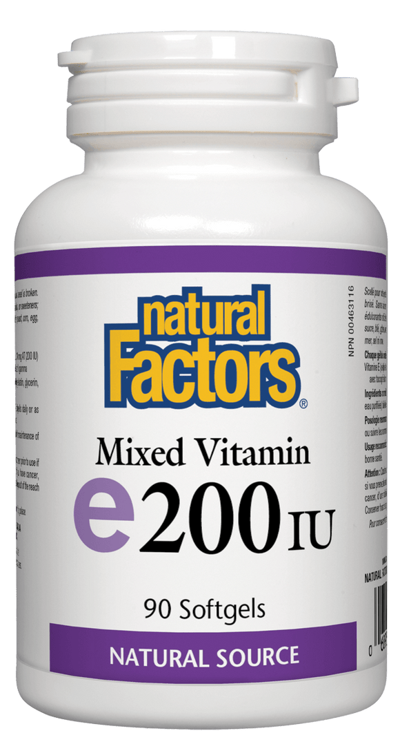 Natural Factors 天然混合維生素E 200iu，90粒軟膠囊