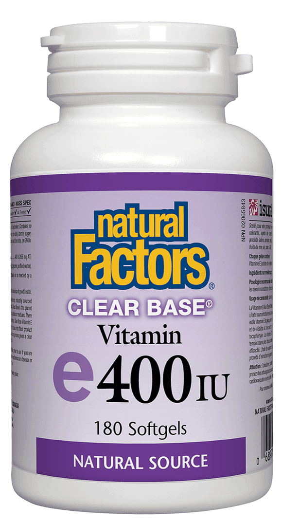 Natural Factors Vitamin E 400IU Clear Base, 180 softgels