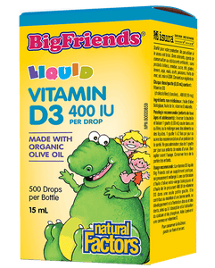 Natural Factors Big Friends Liquid Vitamin D3 400 IU, 15 mL