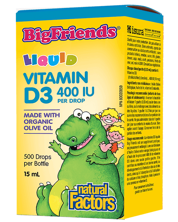 Natural Factors Big Friends Liquid Vitamin D3 400 IU, 15 mL
