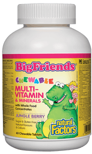 Natural Factors BigFriends Chewable Multivitamin and Minerals, Jungle Berry, 60 Chew tabs