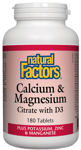Natural Factors Calcium and Magnesium Citrate with D, Plus Potassium and Zinc, 180 tabs