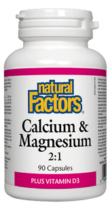 Natural Factors Calcium and Magnesium 2:1, with 100IU Vitamin D, 90 capsules