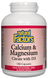 Natural Factors Calcium & Magnesium Citrate w/ D3, 180 caps