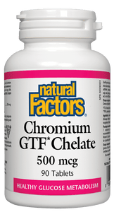 Natural Factors Chromium GTF, Chelated, 500mcg, 90 tablets