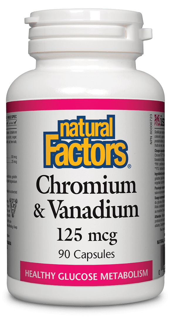Natural Factors Chromium and Vanadium, 125 mcg
