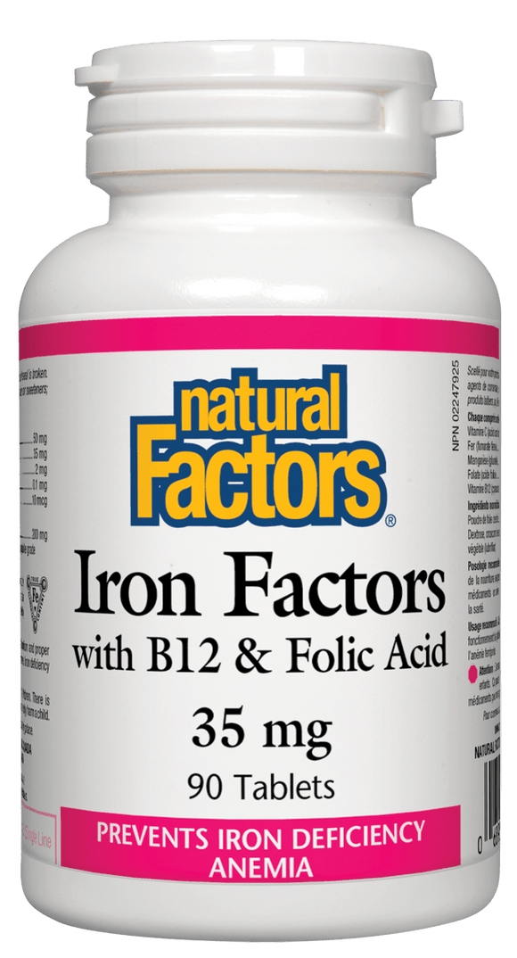 Natural Factors Iron Factors with B12 & Folic Acid 35 mg 90 tablets