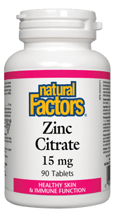 Natural Factors Zinc Citrate, 15mg, 90 tablets