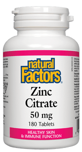 Natural Factors Zinc Citrate, 50mg, 180 tablets