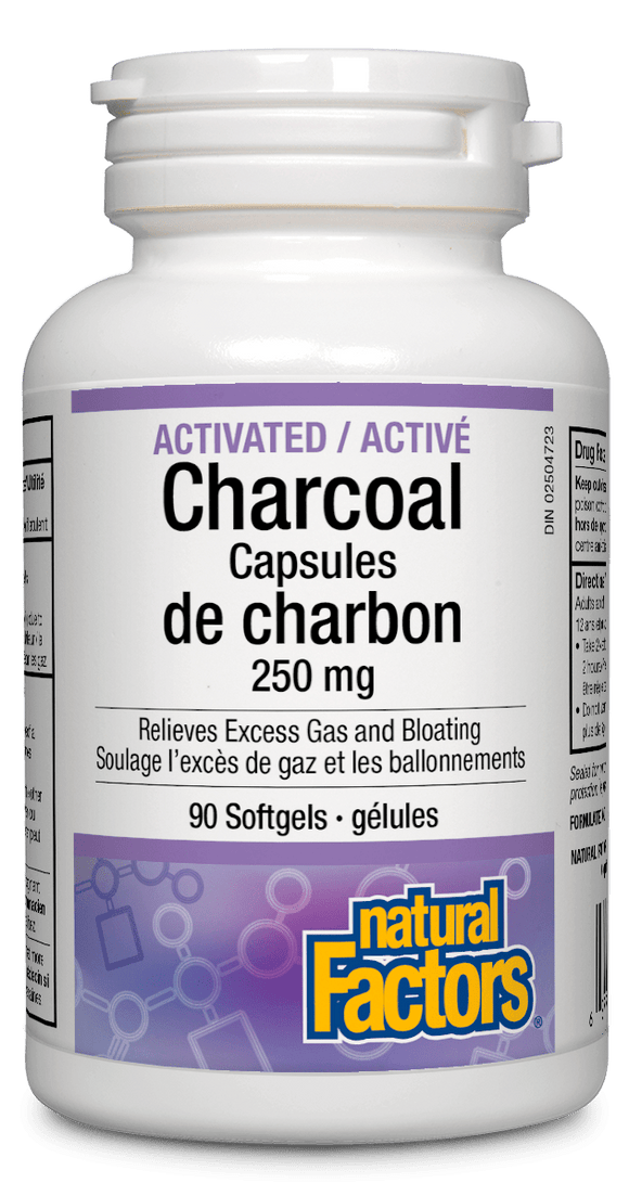 Natural Factors Activated Charcoal Capsules 250 mg, 90 softgels