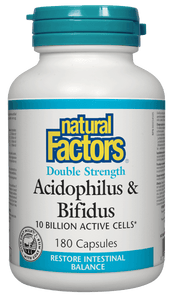 Natural Factors Acidophilus & Bifidus 10 Billion Double Strength, 180 caps