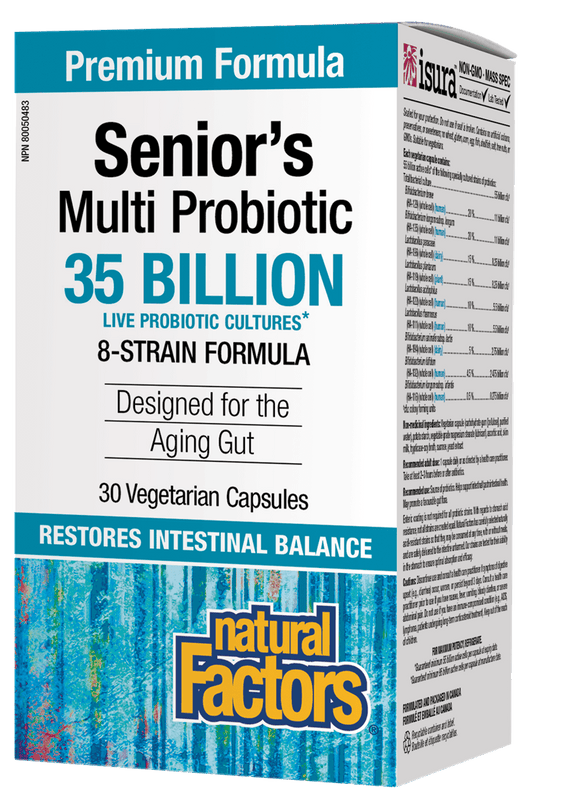 Natural Factors Senior's Multi Probiotic, 8 Strain Formula, 30 Vegetarian Capsules